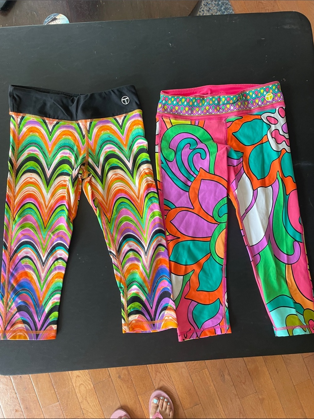 Tina Turk Bright Multi-Color Patterned Cropped Leggings - Athletic TWO PAIRS